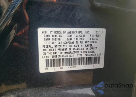 2016 Acura Ilx Premium from USA, damaged, VIN 19UDE2F88GA004976